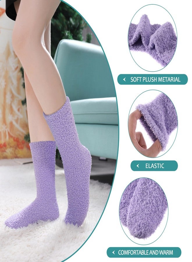POEATEZO Womens Fuzzy Socks Cozy Fluffy Winter Cabin Slipper Warm Soft Microfiber Plush Home Sleeping Socks (5 Pairs Mixed color B) - Image 5